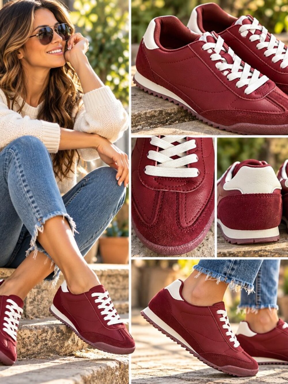 Berness Landon Burgundy Retro Sneakers New In Box Casual Shoes Size 7